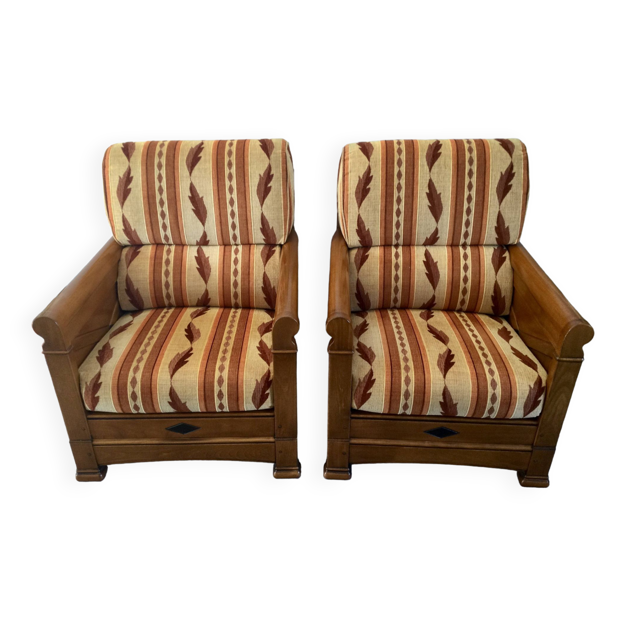 Jacques Leleu - Pair Of Cherry Wood Armchairs