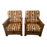 Jacques Leleu - Paire De Fauteuil En Merisier