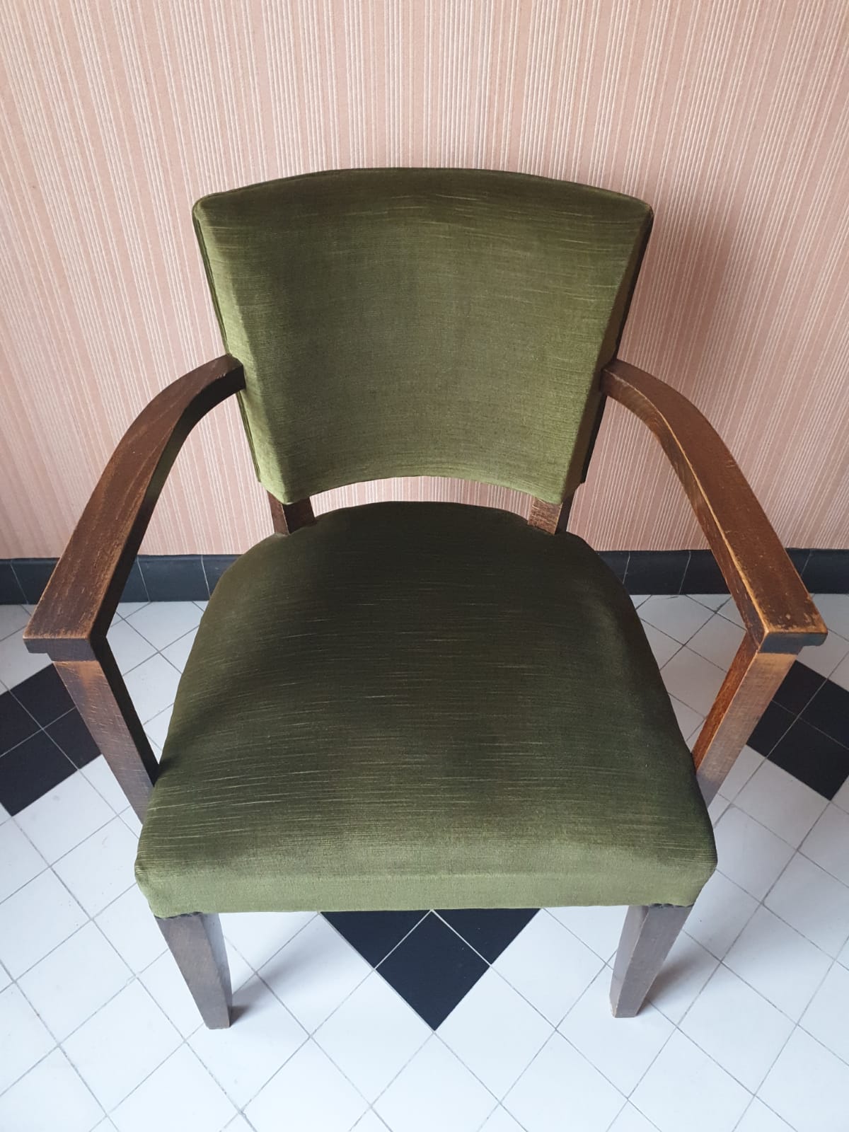 Pair of bridges in green velvet and dark wood