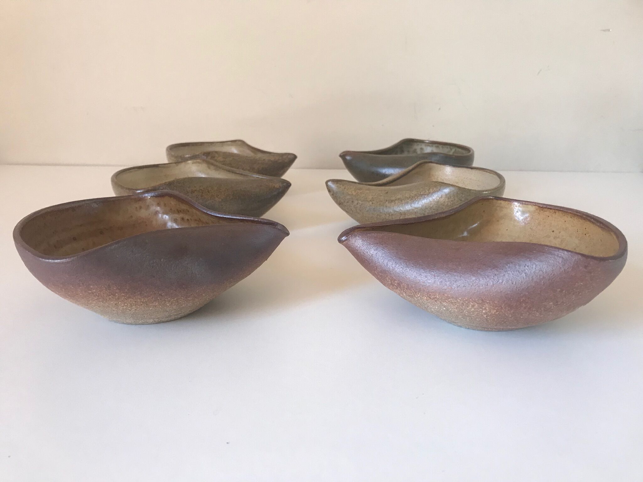 Lot of 6 cups ceramic sandstone by Jacques Lacheny