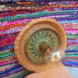 Vintage wall lamp - beige wicker - unique piece