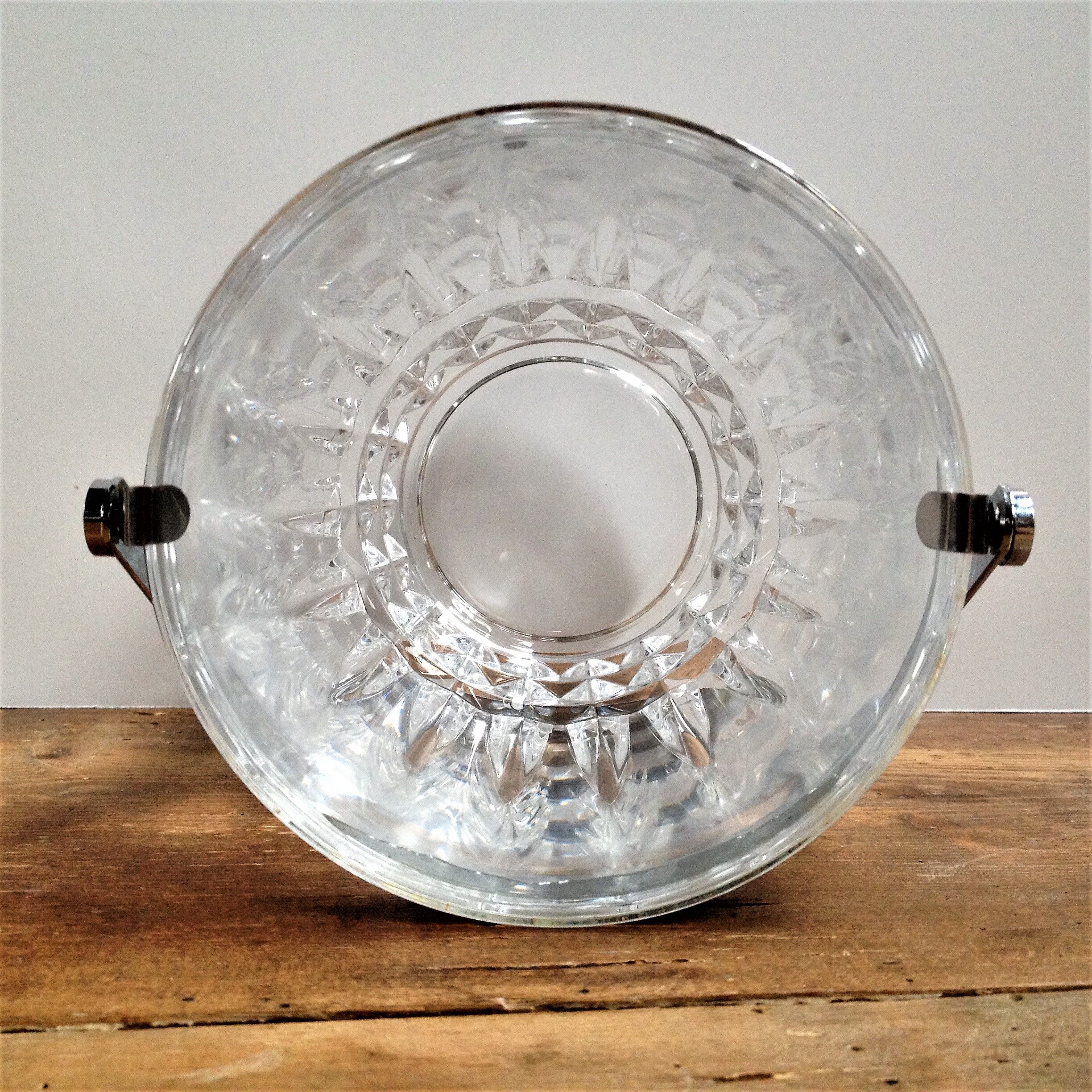 Vintage crystal and chrome ice bucket
