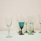 vintage varied set of green glasses