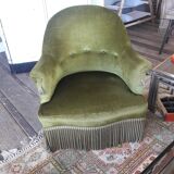 Fauteuil crapaud velours vert
