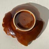 Empty Vallauris pocket in the shape of a leaf, orange and brown iced décor