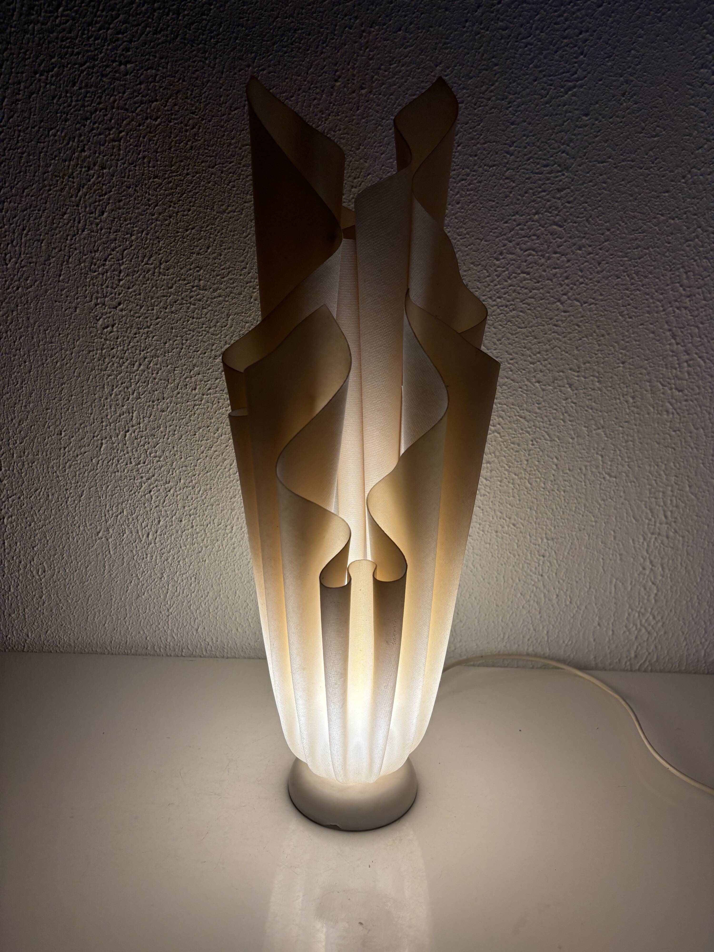 Vintage 1970 Athéna lamp by Georgia Jacob, draped in light salmon - 50 cm