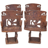 Set of 4 carved armchairs, 1950
