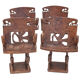 Set of 4 carved armchairs, 1950