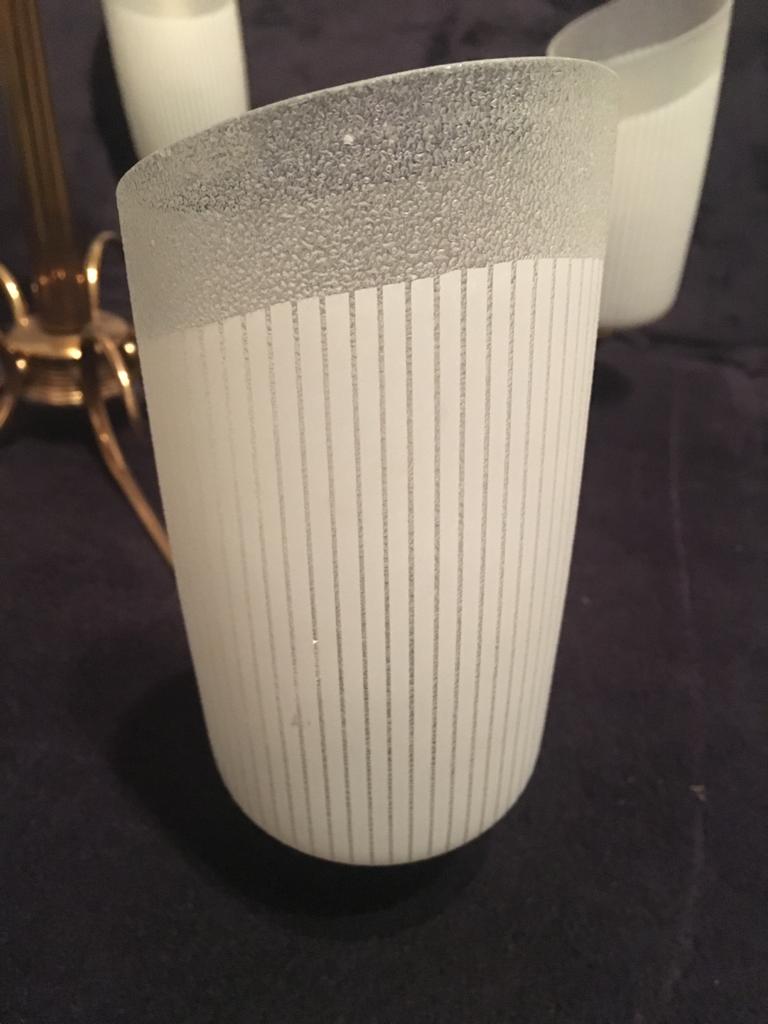 Brass and opaline chandelier