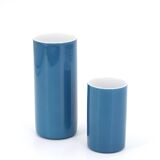 Arzberg Germany duck blue porcelain "roll" vases, 1970s