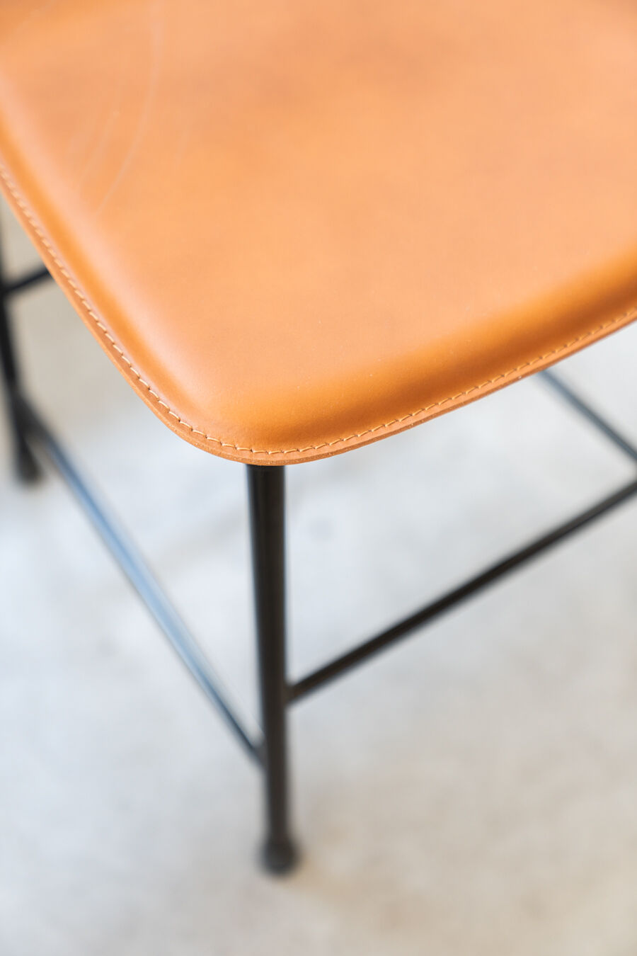 Dining chairs in brown leather and aluminum by ycami, 1980