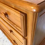 Vintage wooden chest of drawers 3 drawers round buttons country style