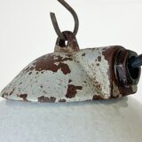 Industrial Grey Enamel Factory Lamp with Cast Iron Top from Zaos, 1960