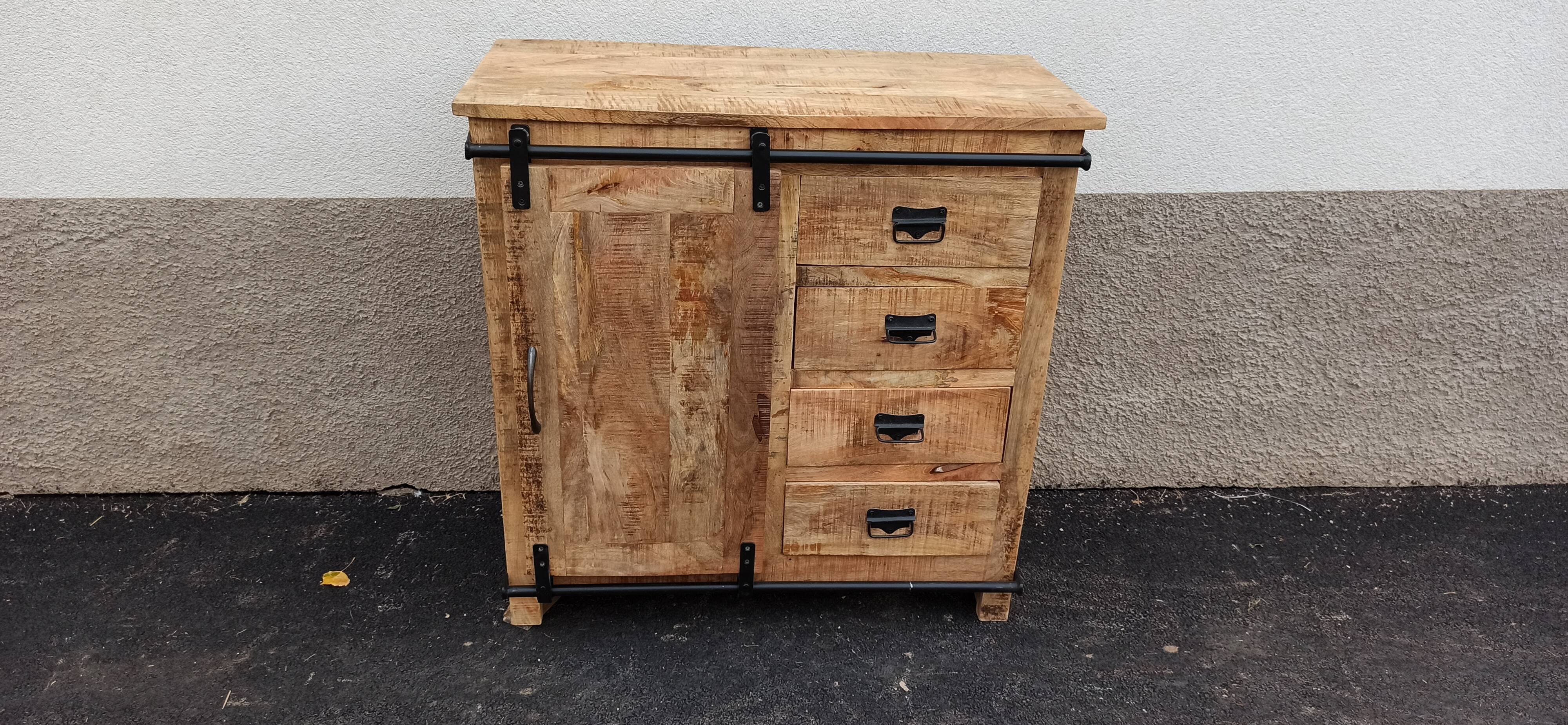 Wooden extra furniture with a sliding door and 4 drawers