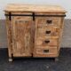 Wooden extra furniture with a sliding door and 4 drawers