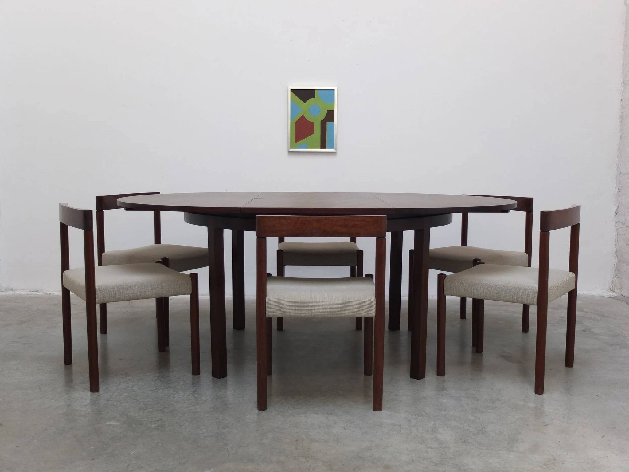Extendable round to oval dining set by Alfred Hendrickx for Belform, 1960s.