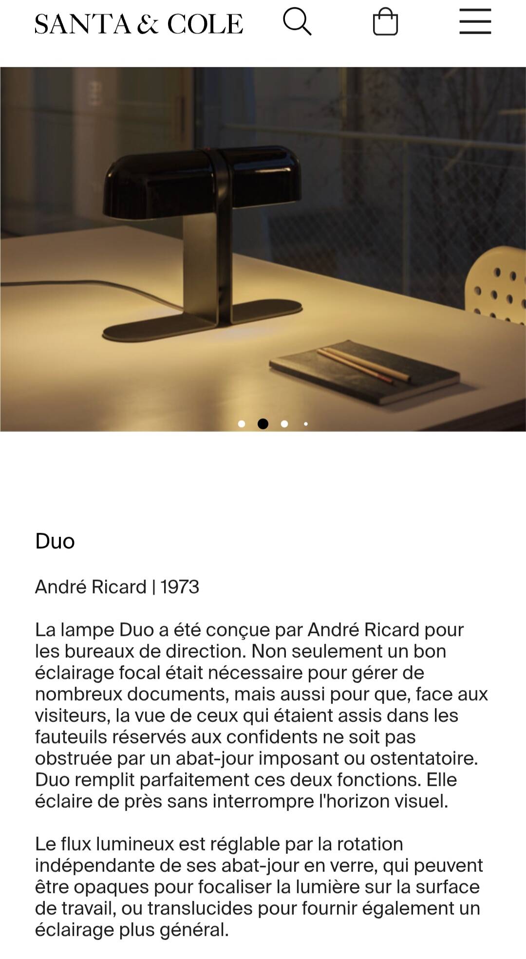 Duo desk lamp by Andre Ricard for Metalarte 1973