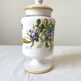 Apothecary pot Rhubarbe signed Lallier earthenware of art of Moustiers