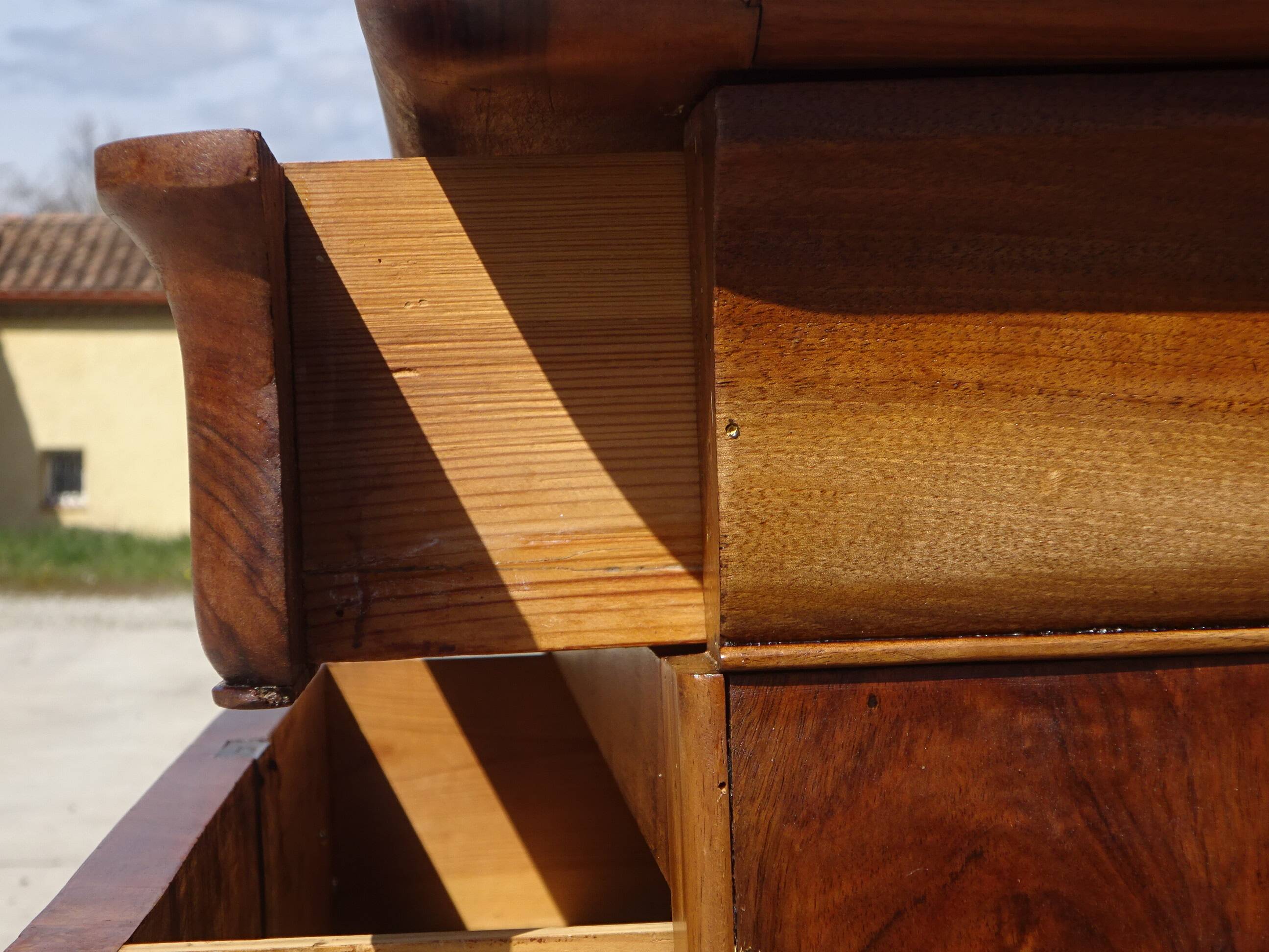 Louis Philippe chest of drawers in solid walnut