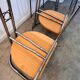 4 old metal chairs with wooden seats, Italian design, postmodern 80s