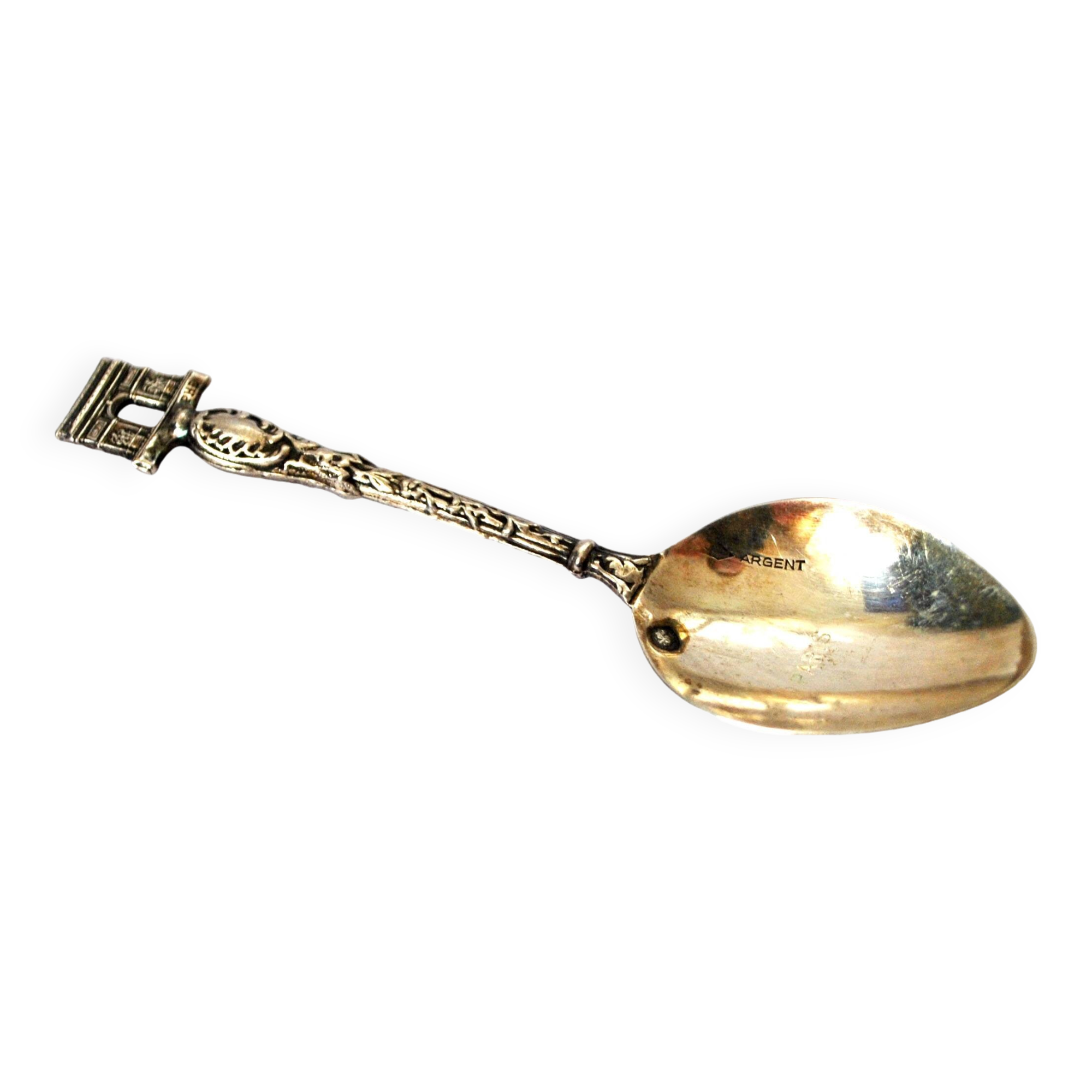 Paris souvenir collector's spoon in SOLID SILVER Minerva Arc de Triomphe
