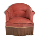 Fauteuil crapaud à franges en velour rose poudré