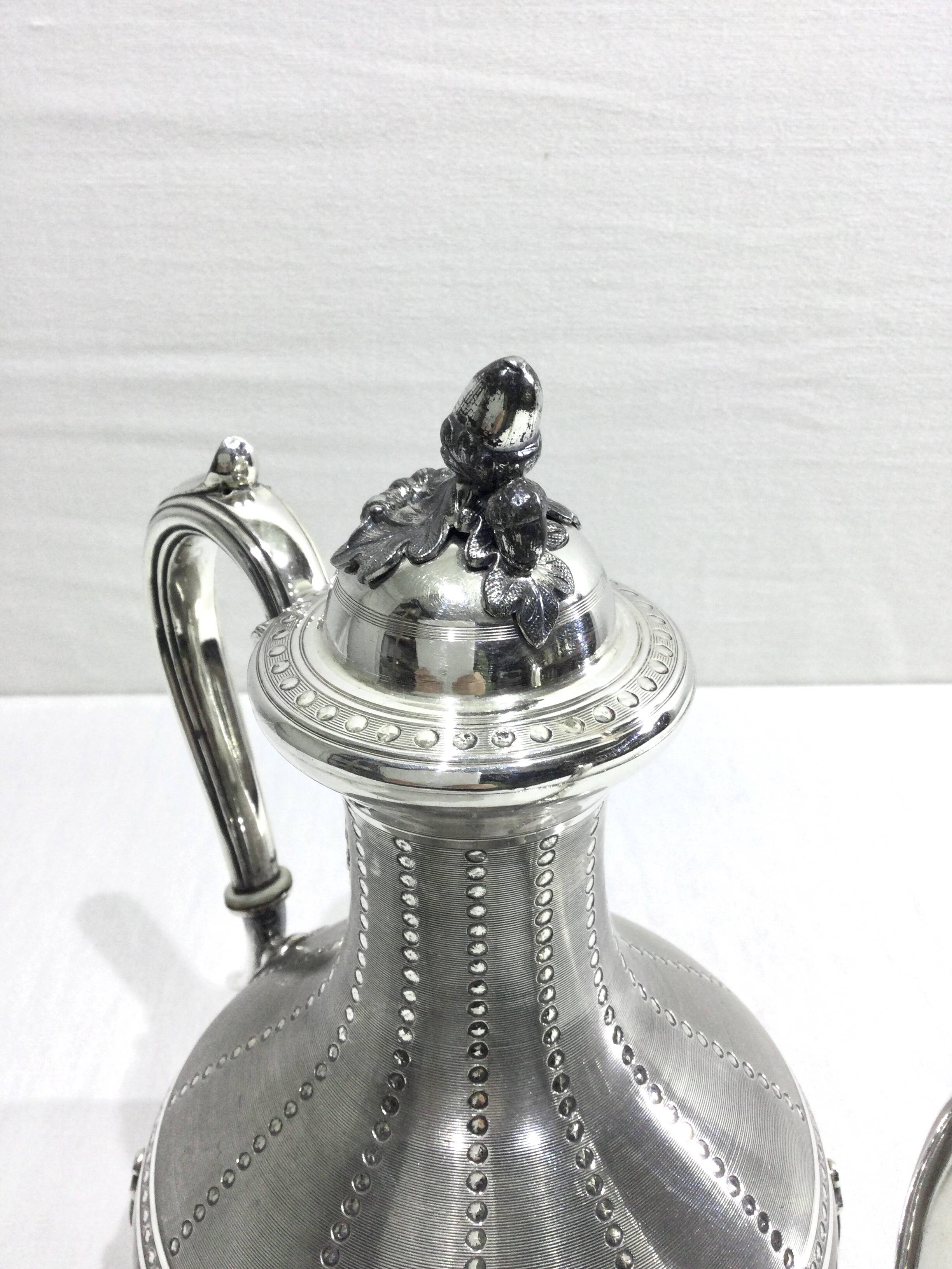 Silver metal teapot