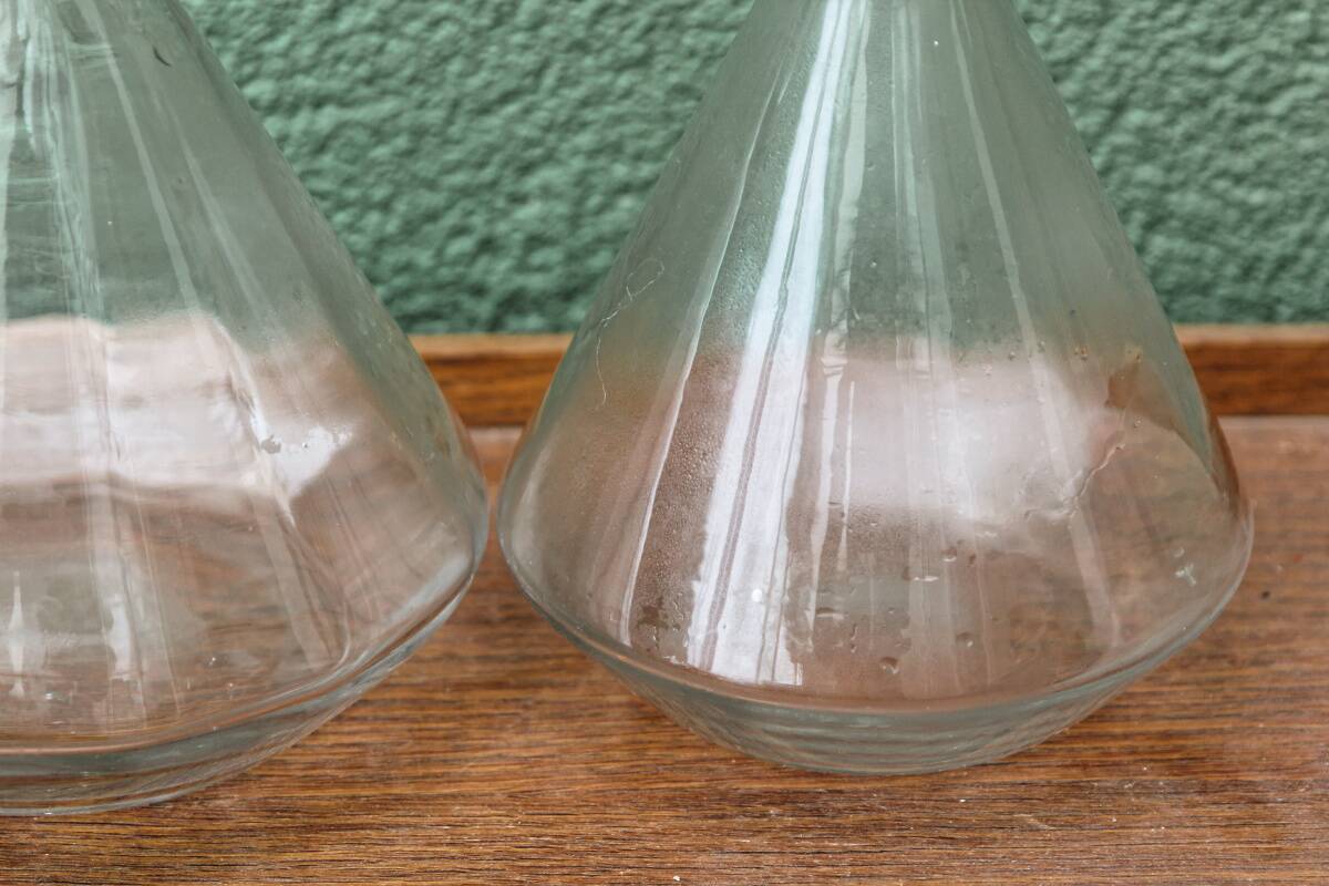 Pair of glass carafes, art deco