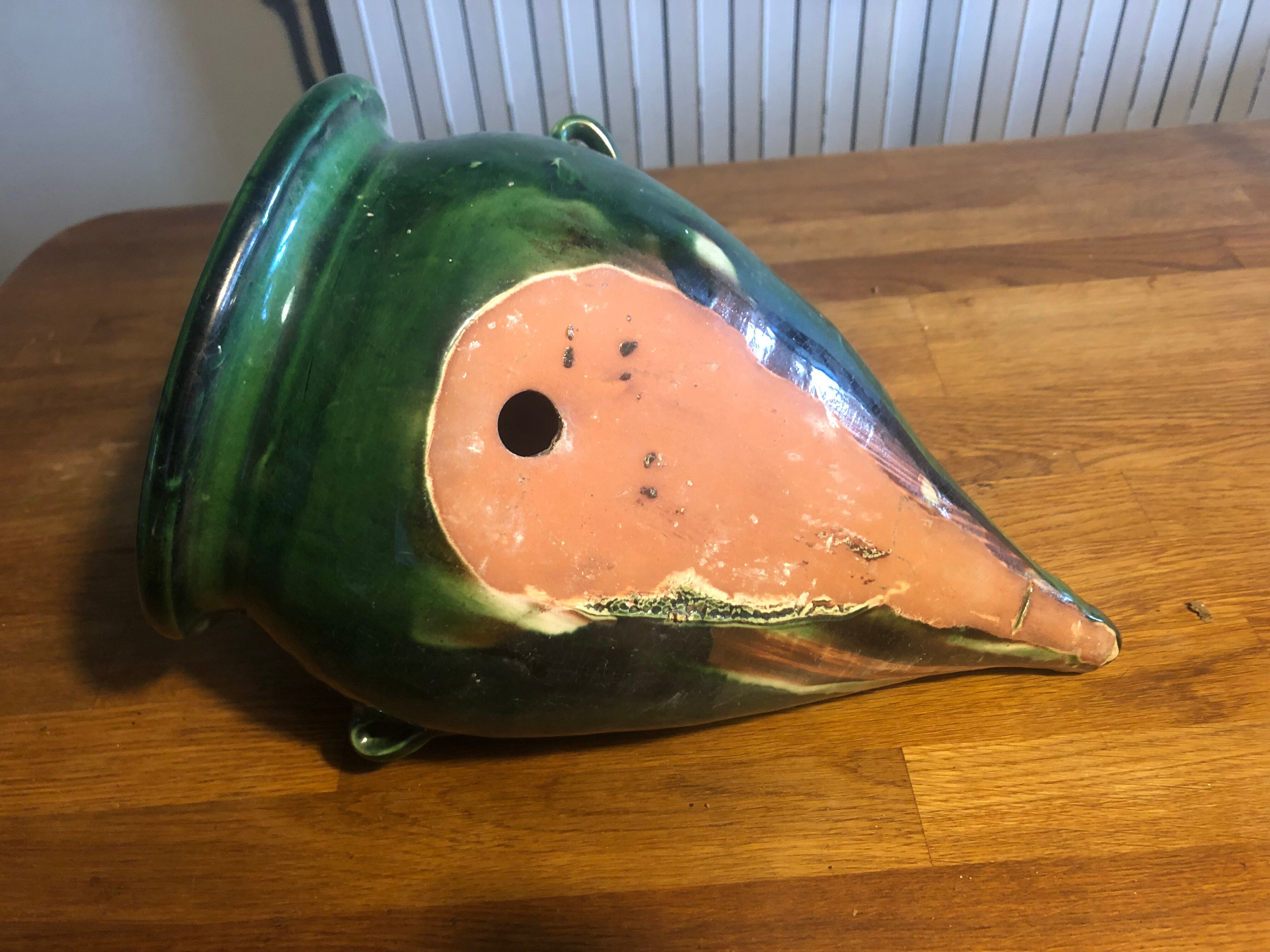 Glazed terracotta wall jar