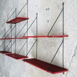 Set of 3 wall shelves thong with metal studs in pins - design 1950