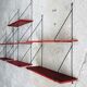 Set of 3 wall shelves thong with metal studs in pins - design 1950