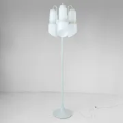 Vintage Vistosi Sytle Space Age Floor Lamp, Iron & Opaline Glass, 1970s