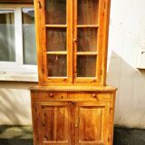 Pine corner cupboard with two sections, 1900s