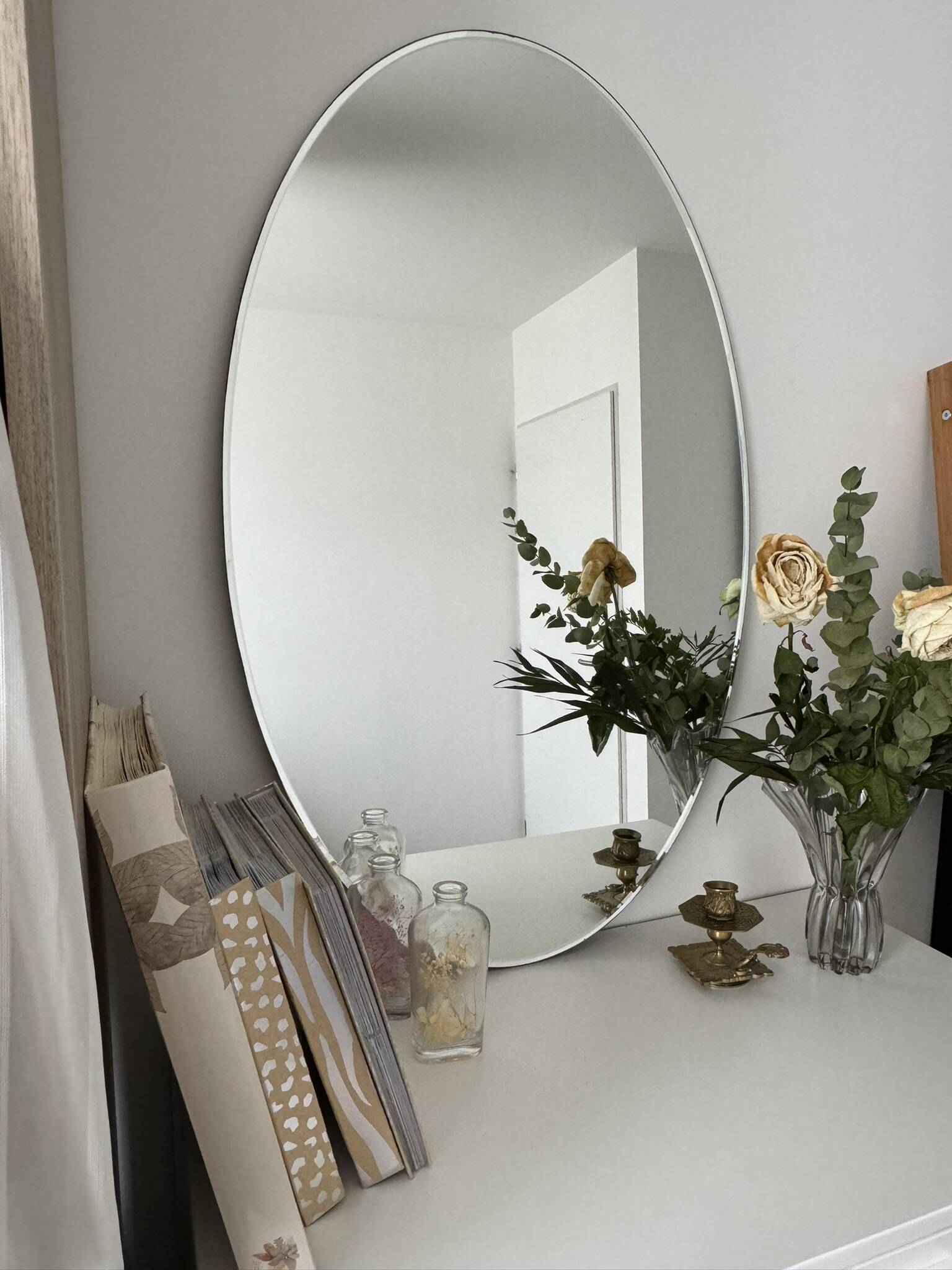 Large vintage beveled mirror