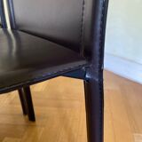 Lot 4 chairs moka cinna brown leather