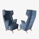 Paire de fauteuils italiens en velours bleu, 1950