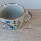 Set of two Mugs in Speckled Stoneware Small Wild Flowers Bohemian Retro