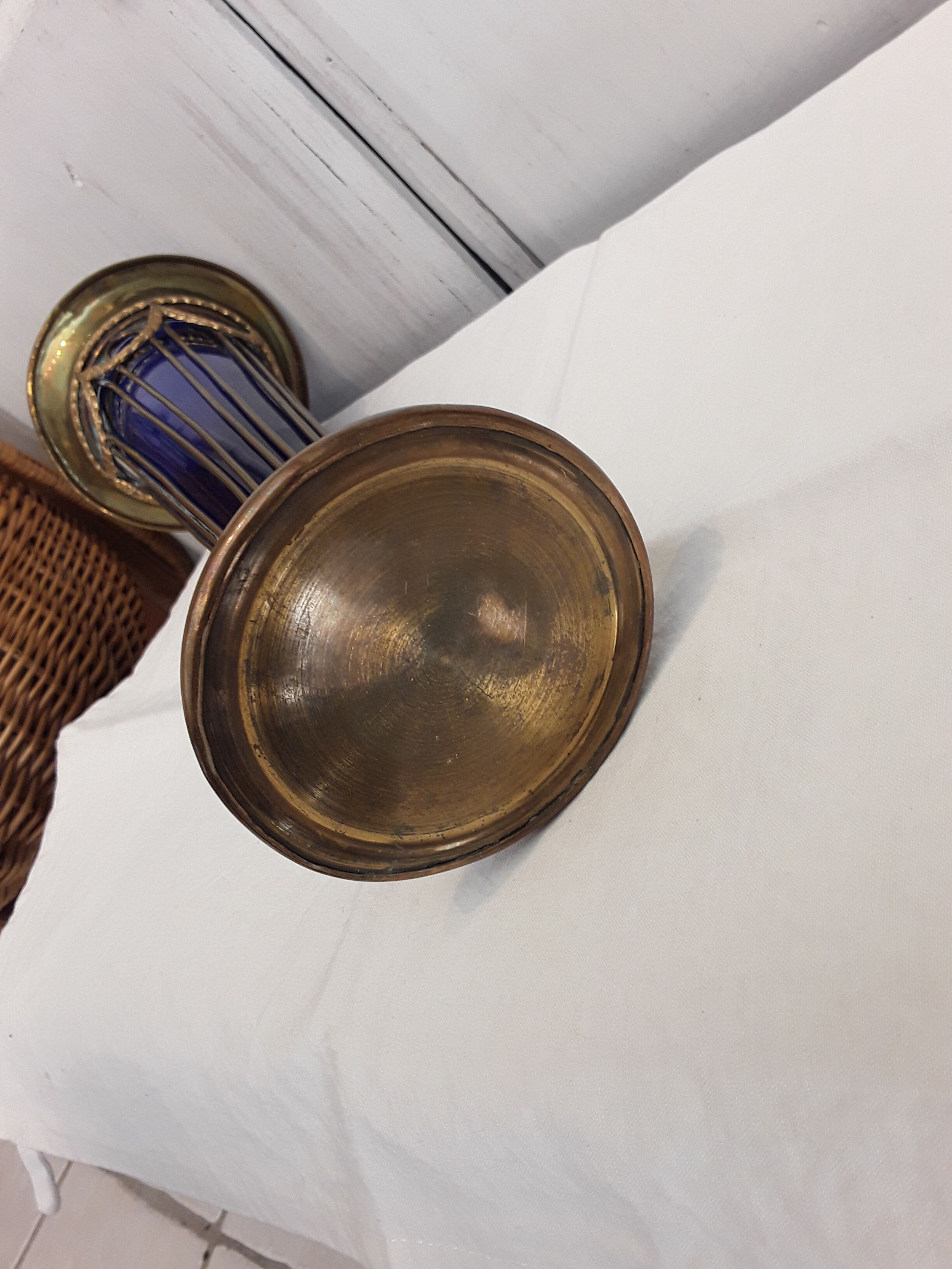 Glass and brass vase