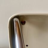 Vintage cosco step stool chair in chrome steel and white skai