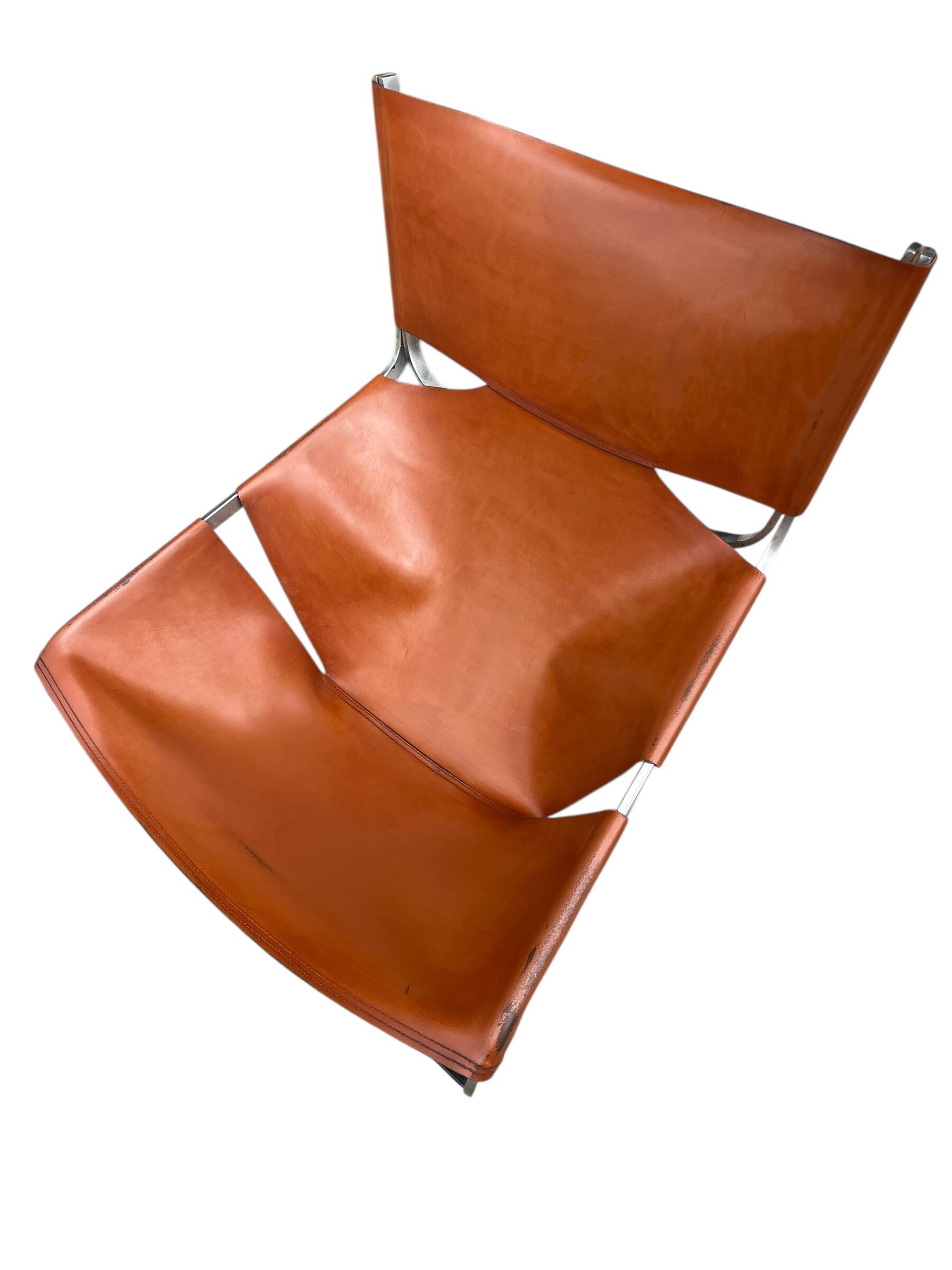 F444 lounge chair in cognac leather by Pierre Paulin for Artifort