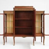 Rare Louis XVI display cabinet in marquetry with light, France ca. 1850