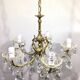 5-light chandelier in brass and tassels