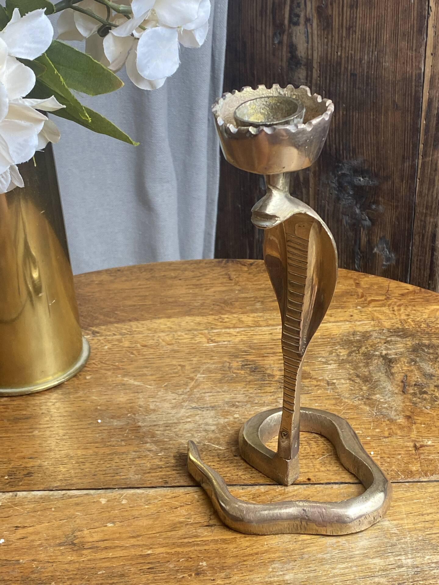 Cobra candlestick in brass