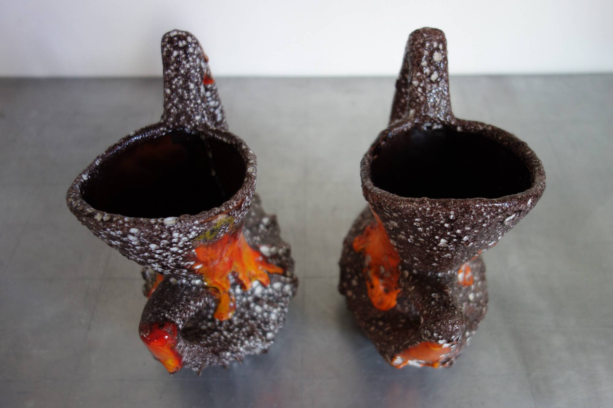 Pair of Fat Lava Vallauris vases from the 1950s