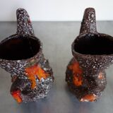 Pair of Fat Lava Vallauris vases from the 1950s