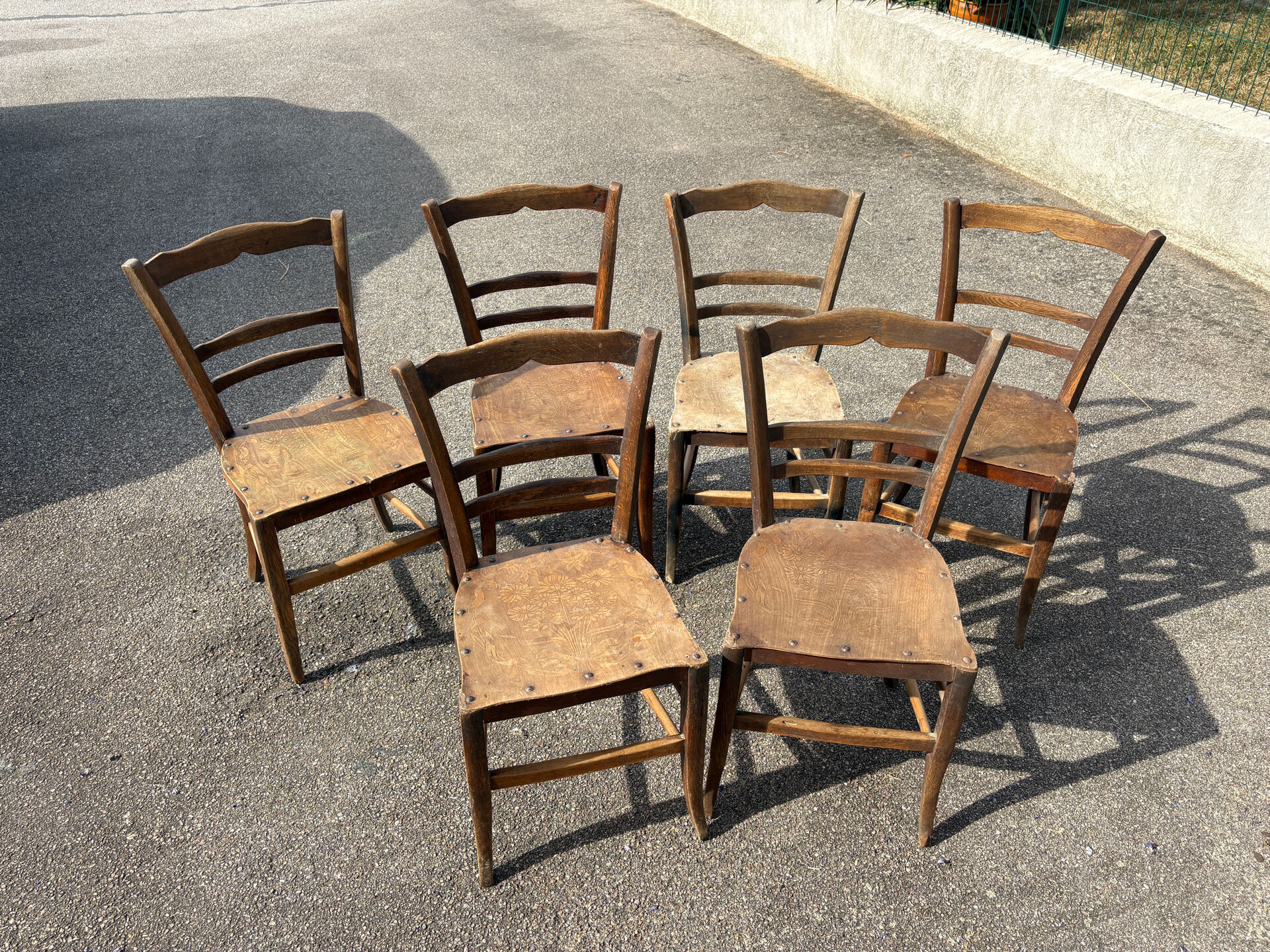 Studded bistro chairs with patterns