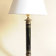 Vintage Lamp - Metal, Marble and Brass Column - Empire Style - Black and Gold