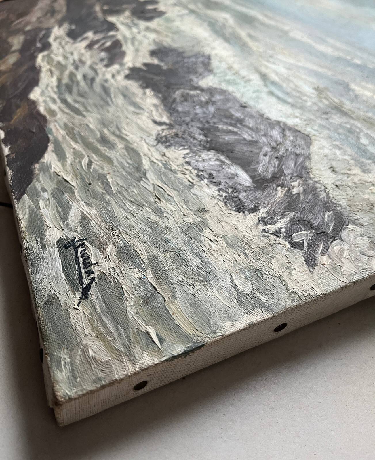 Tableau HST "Marine - rough sea" signed Jacques Jourdan