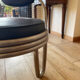 Metal and leather armchairs