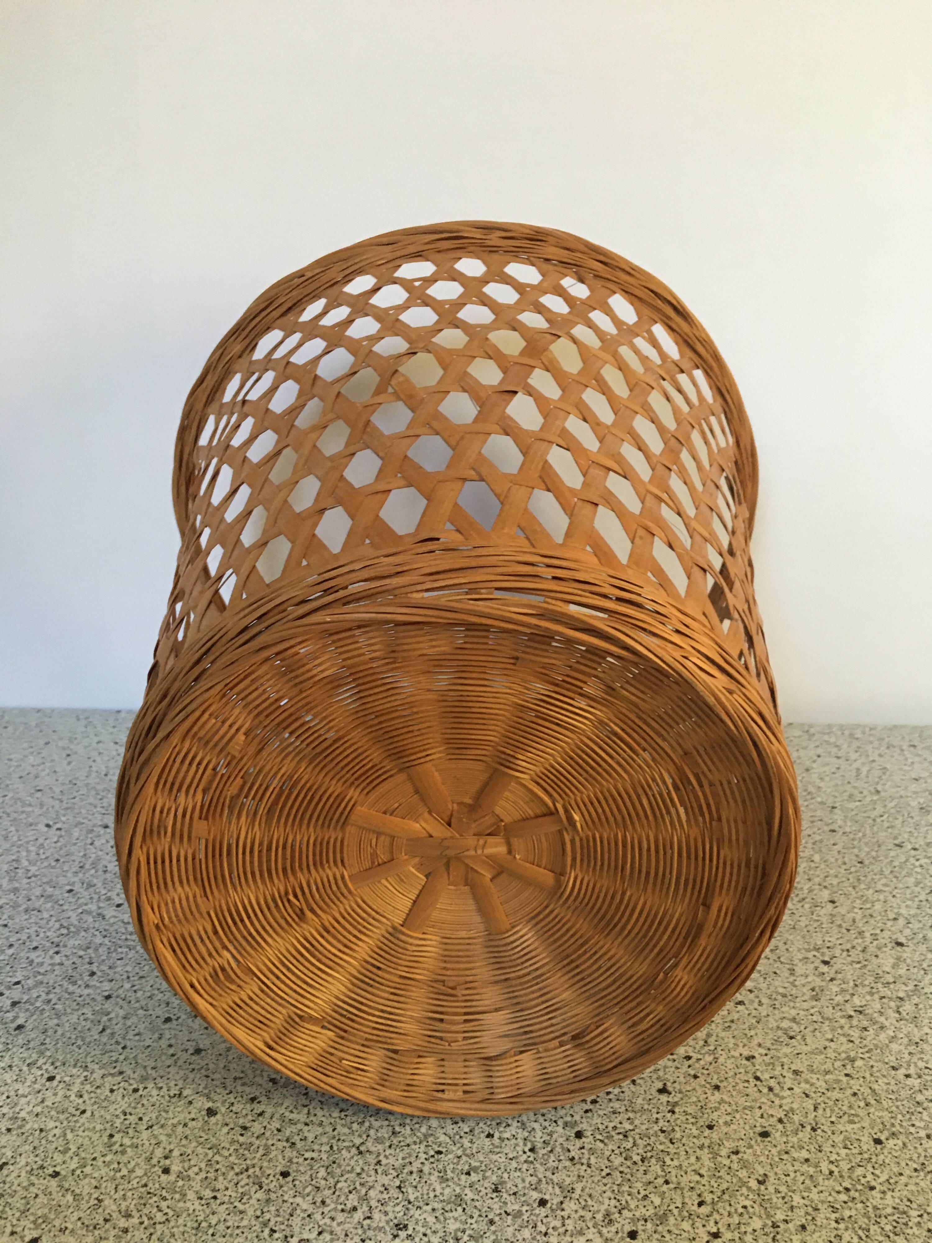Vintage wicker waste paper basket